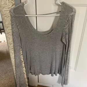 Hollister Lace Sleeves Crop Top